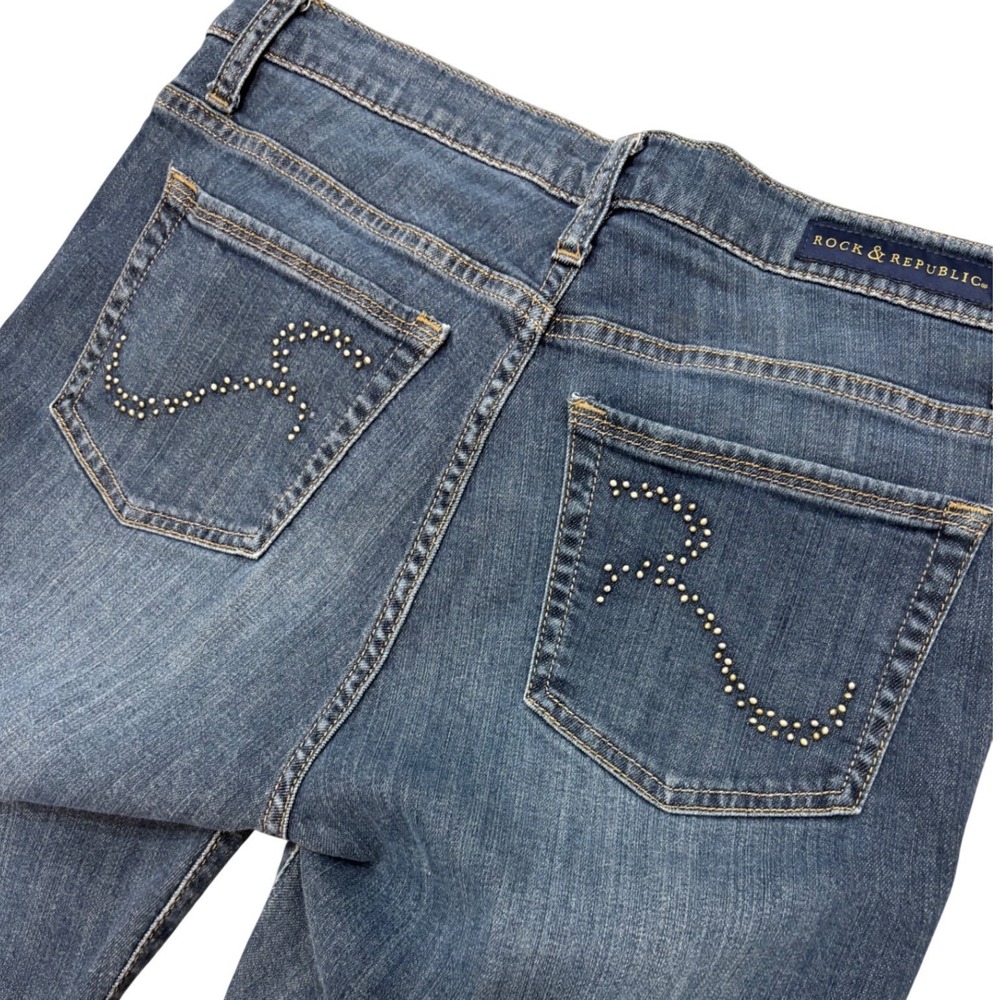 Rock & Republic‎ Jeans Womens Size 10 Embellished Back Pockets Medium Wash Denim
